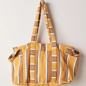 Striped Yellow and Brown Tote Bag